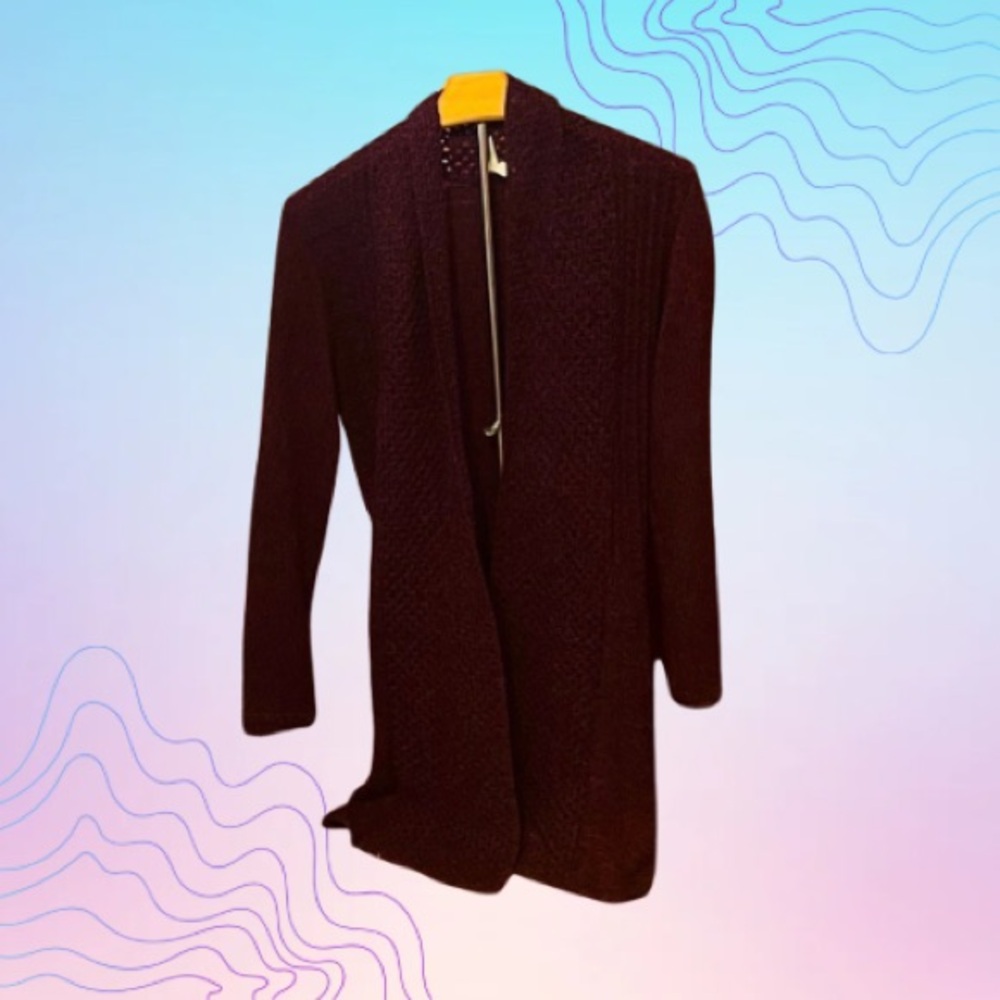 NY COLLECTION Women’s Small Burgundy Open Front Cardigan